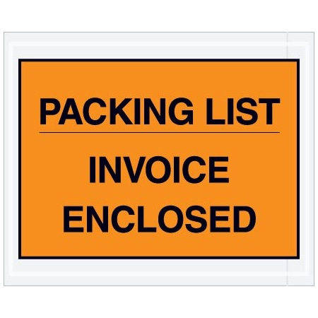 Bsc Preferred 4-1/2 x 5-1/2'' Orange Full-Face ''Packing List/Invoice Enclosed'' Envelopes, 1000PK PL417